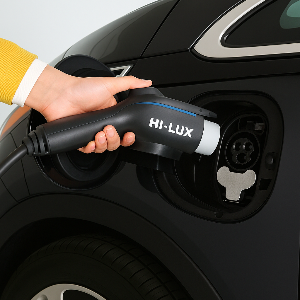 Hi-LUX charger being used to charge an electric vehicle